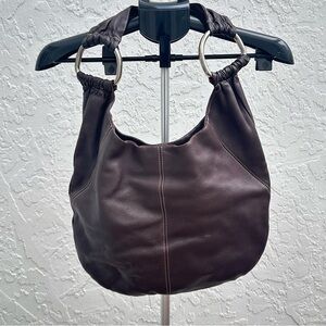 Tignanello Dark Brown Leather Hobo Bag